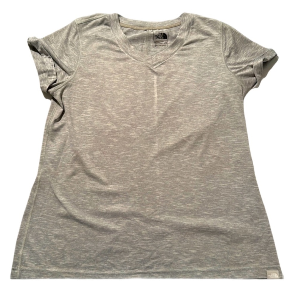 BOGO The North Face L flash dry Gray & white short sleeve v neck activewear top